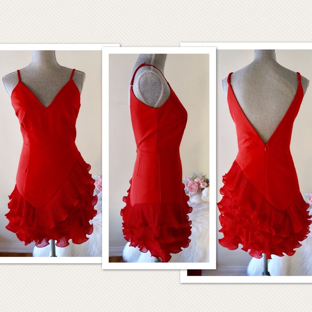 NATALIA- Classy Heavenly Red Ruffle Dress